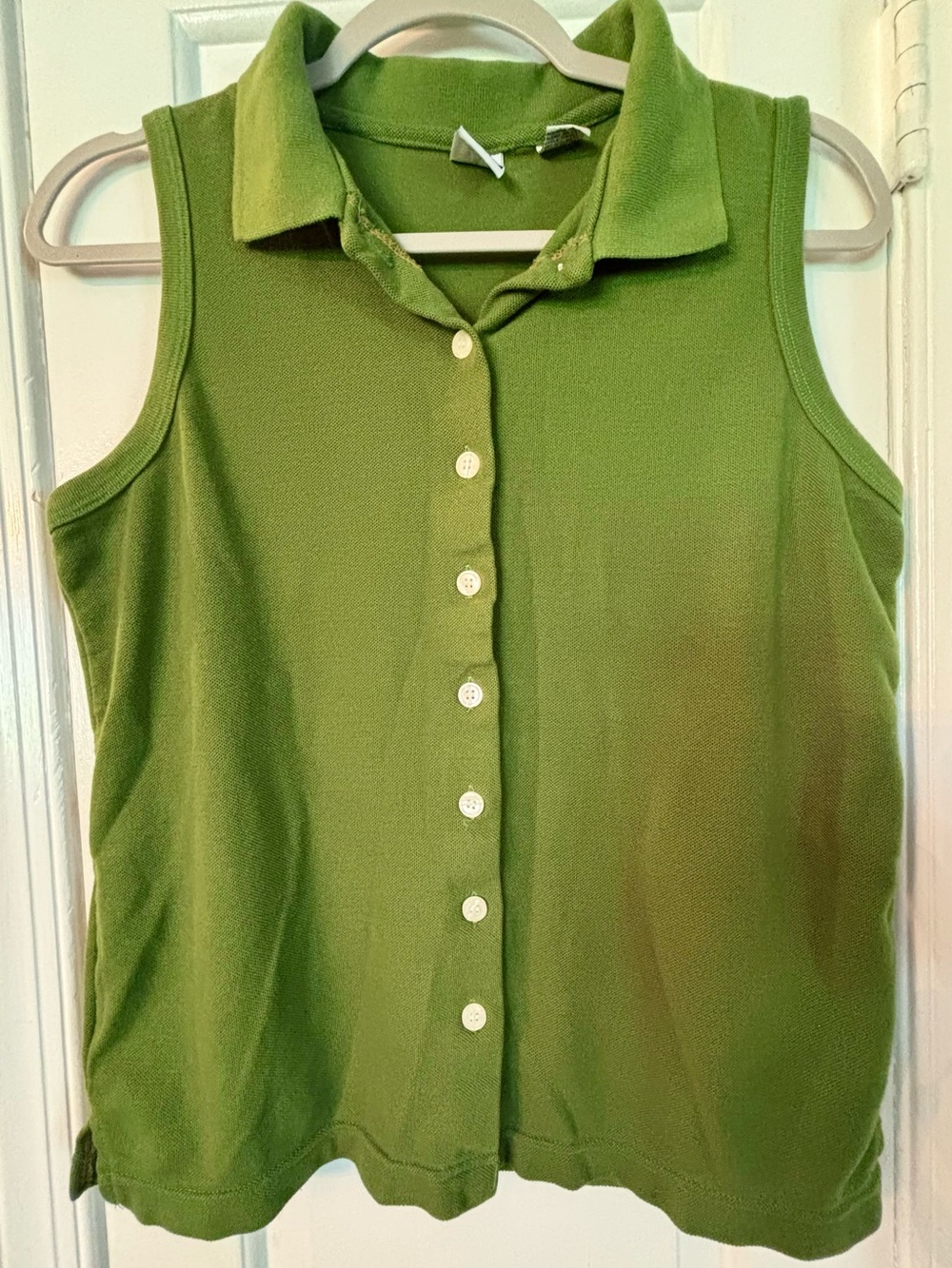 Classically Chic Olive Green button down polo tank top - size M